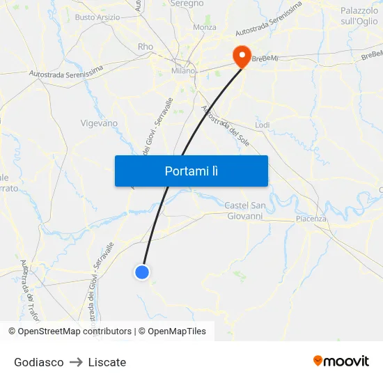 Godiasco to Liscate map