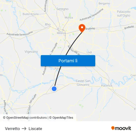 Verretto to Liscate map