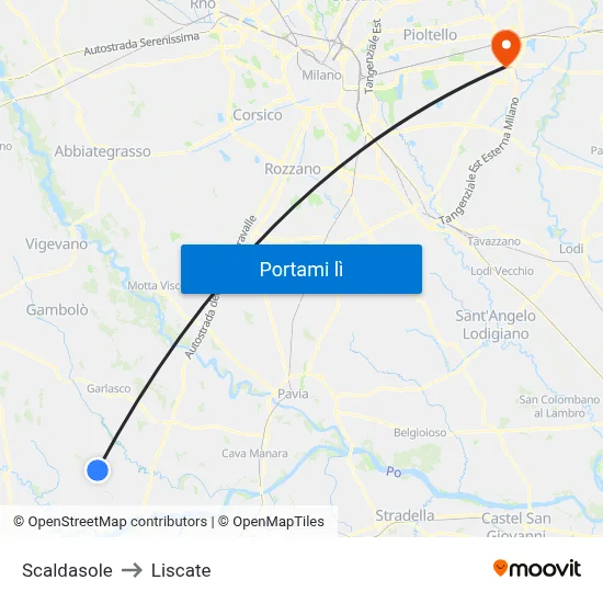 Scaldasole to Liscate map