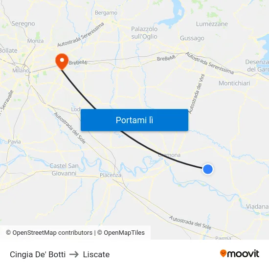Cingia De' Botti to Liscate map