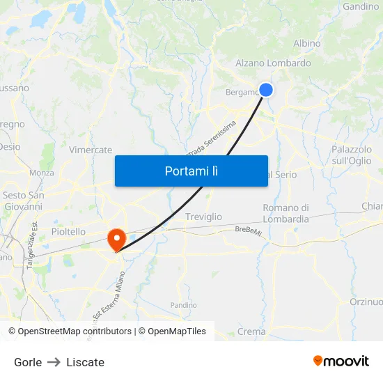 Gorle to Liscate map