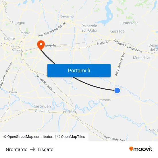 Grontardo to Liscate map