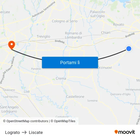 Lograto to Liscate map