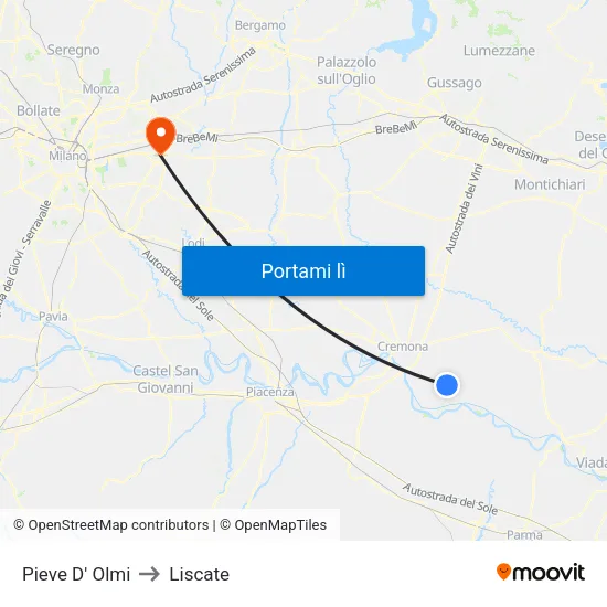 Pieve D' Olmi to Liscate map