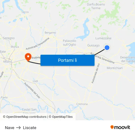 Nave to Liscate map