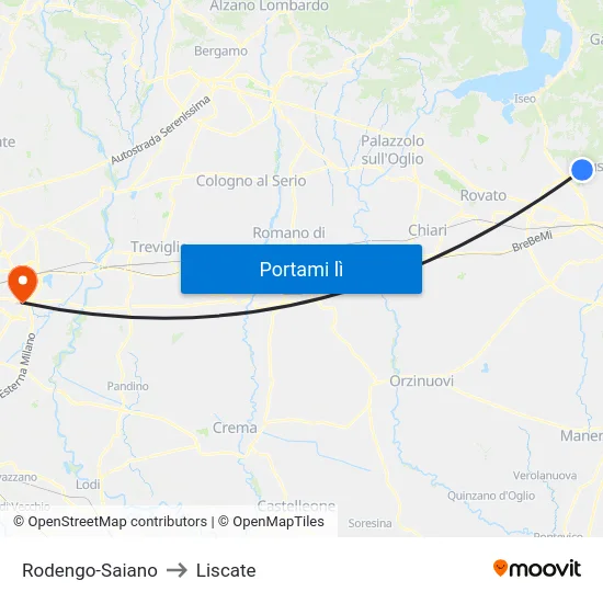 Rodengo-Saiano to Liscate map