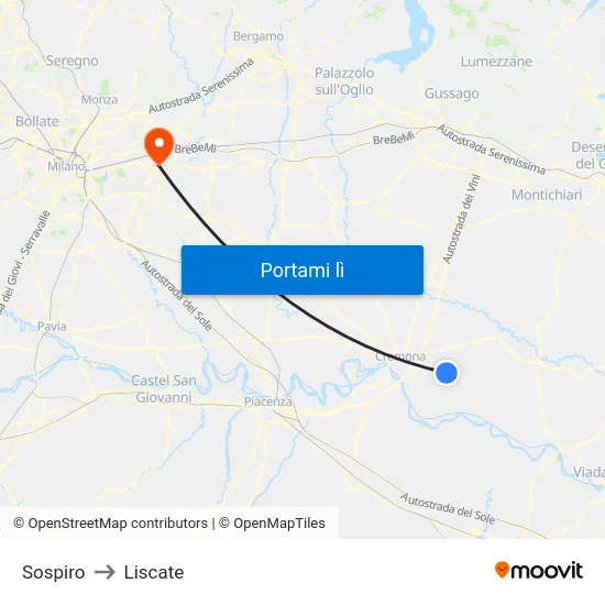 Sospiro to Liscate map