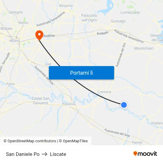 San Daniele Po to Liscate map