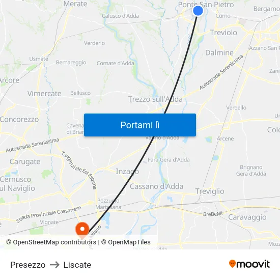 Presezzo to Liscate map