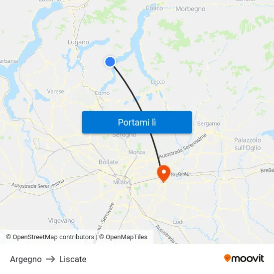 Argegno to Liscate map