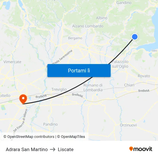 Adrara San Martino to Liscate map