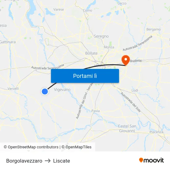 Borgolavezzaro to Liscate map