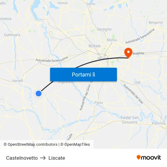 Castelnovetto to Liscate map