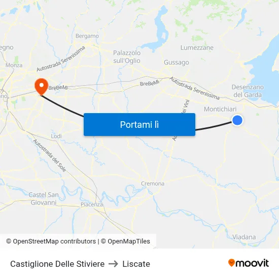 Castiglione Delle Stiviere to Liscate map