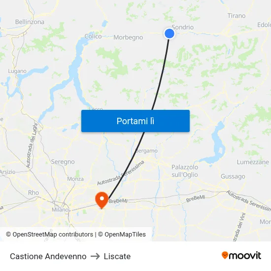 Castione Andevenno to Liscate map