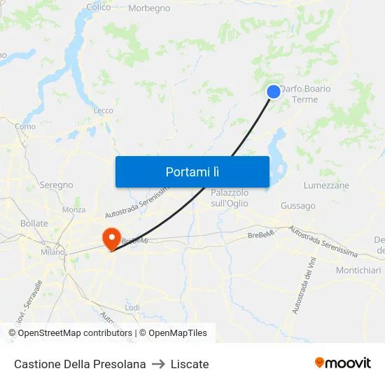 Castione Della Presolana to Liscate map