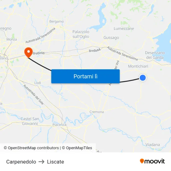 Carpenedolo to Liscate map