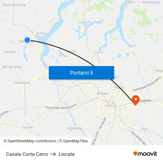 Casale Corte Cerro to Liscate map