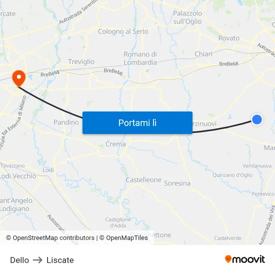 Dello to Liscate map