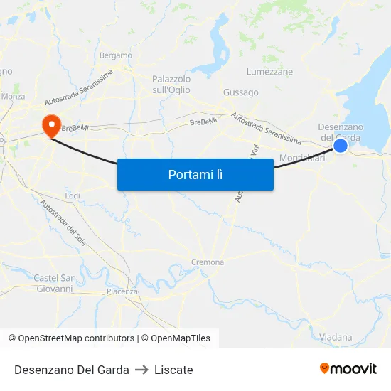 Desenzano Del Garda to Liscate map