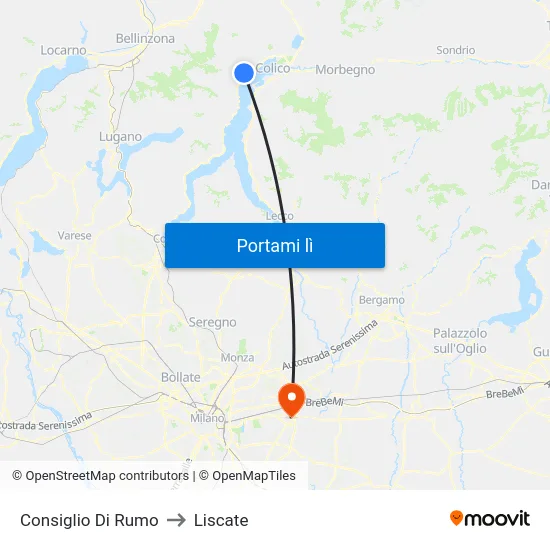 Consiglio Di Rumo to Liscate map