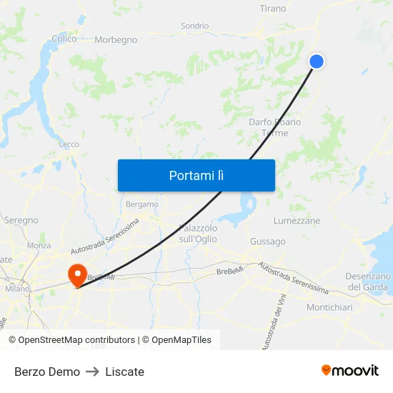 Berzo Demo to Liscate map