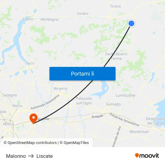 Malonno to Liscate map