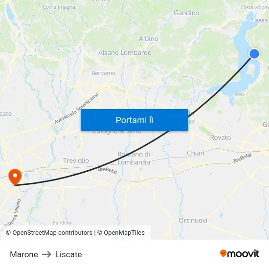 Marone to Liscate map