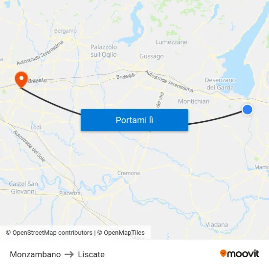 Monzambano to Liscate map