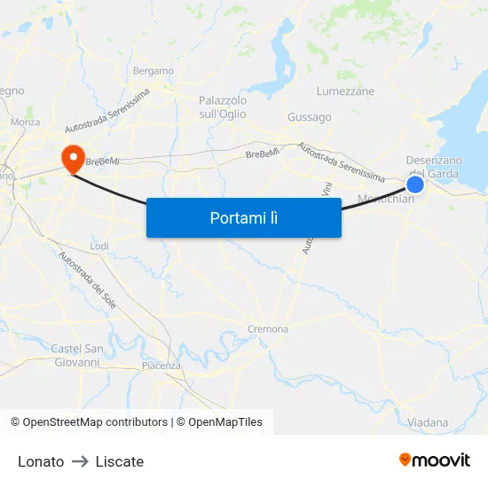 Lonato to Liscate map