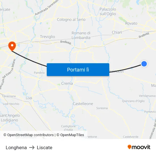 Longhena to Liscate map