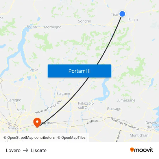 Lovero to Liscate map