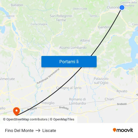 Fino Del Monte to Liscate map
