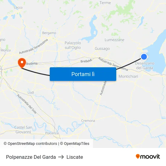 Polpenazze Del Garda to Liscate map