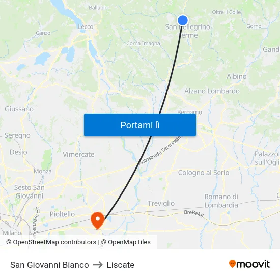San Giovanni Bianco to Liscate map