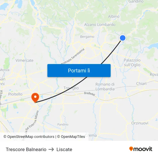 Trescore Balneario to Liscate map