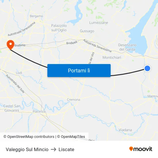 Valeggio Sul Mincio to Liscate map
