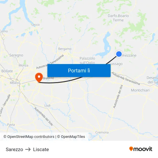 Sarezzo to Liscate map