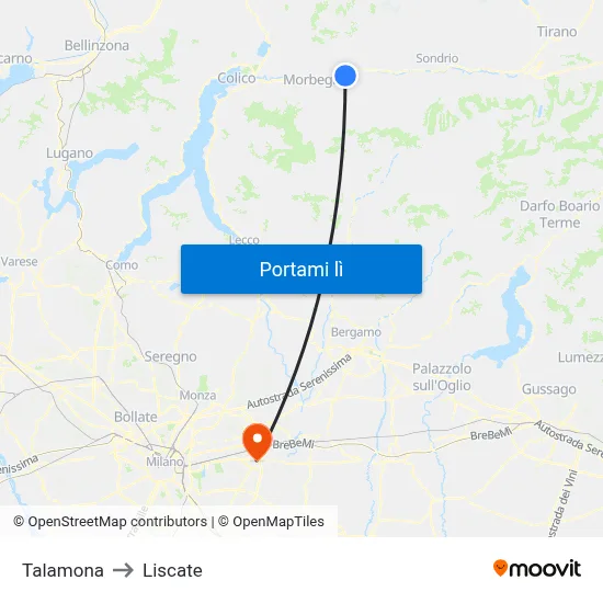 Talamona to Liscate map