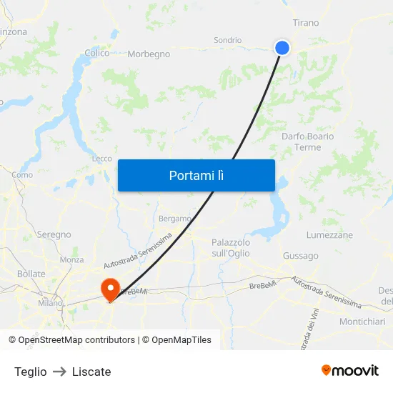 Teglio to Liscate map