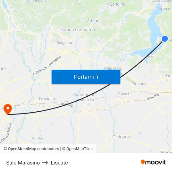 Sale Marasino to Liscate map