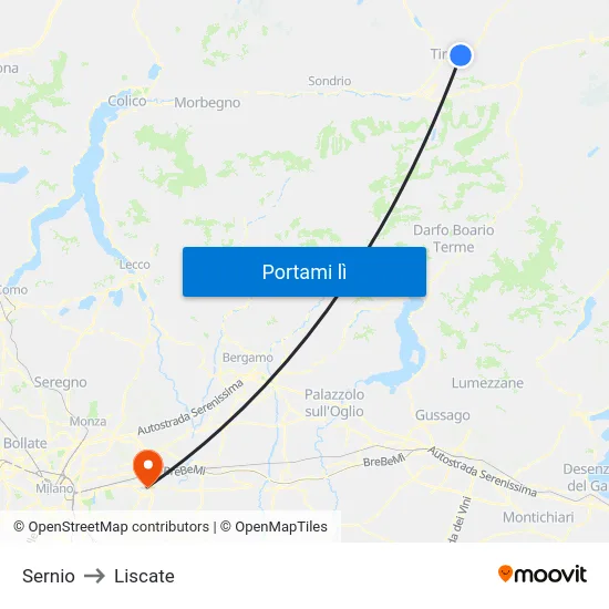 Sernio to Liscate map