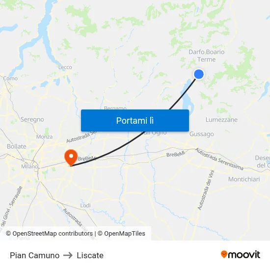 Pian Camuno to Liscate map