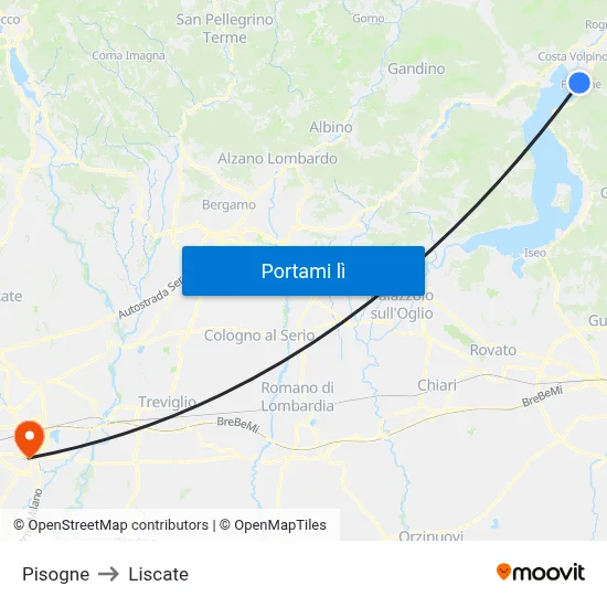 Pisogne to Liscate map