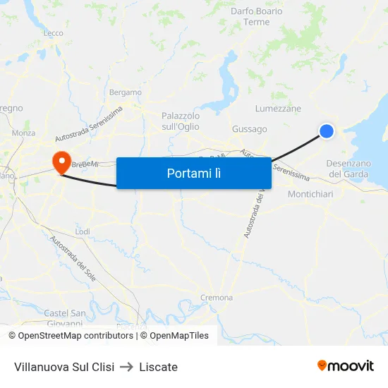Villanuova Sul Clisi to Liscate map