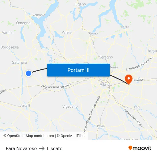 Fara Novarese to Liscate map