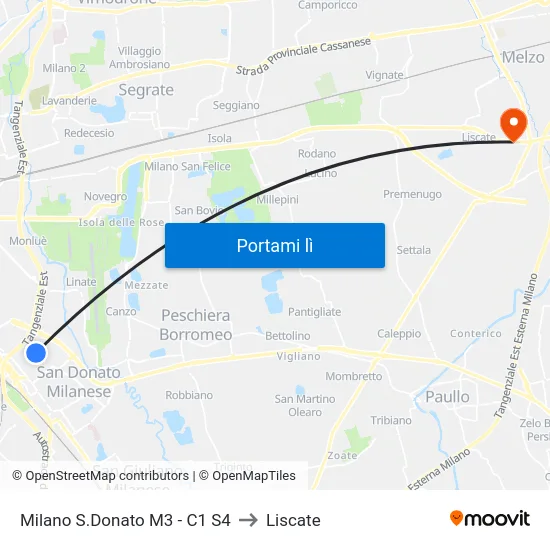 Milano S.Donato M3 - C1 S4 to Liscate map