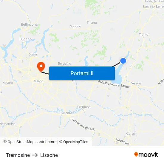 Tremosine to Lissone map