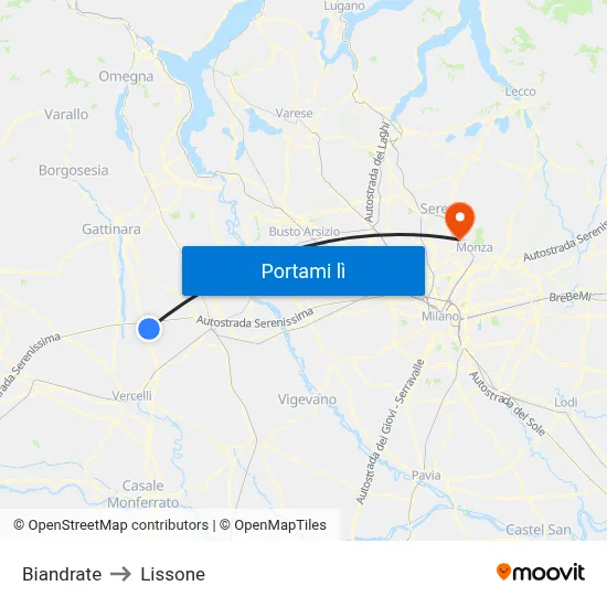 Biandrate to Lissone map