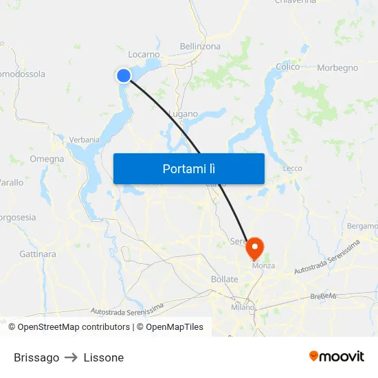 Brissago to Lissone map